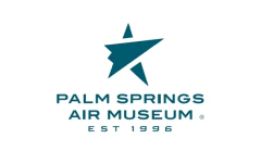 A blue star logo for palm springs air museum.