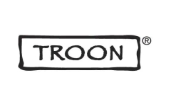 A black and white image of the troon logo.