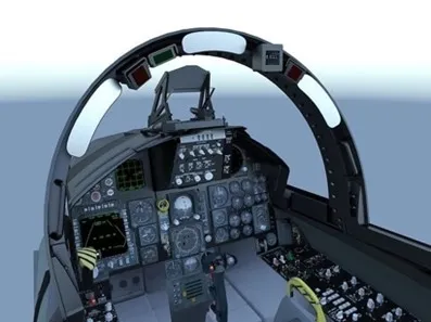 A fighter jet cockpit with the pilot in it.