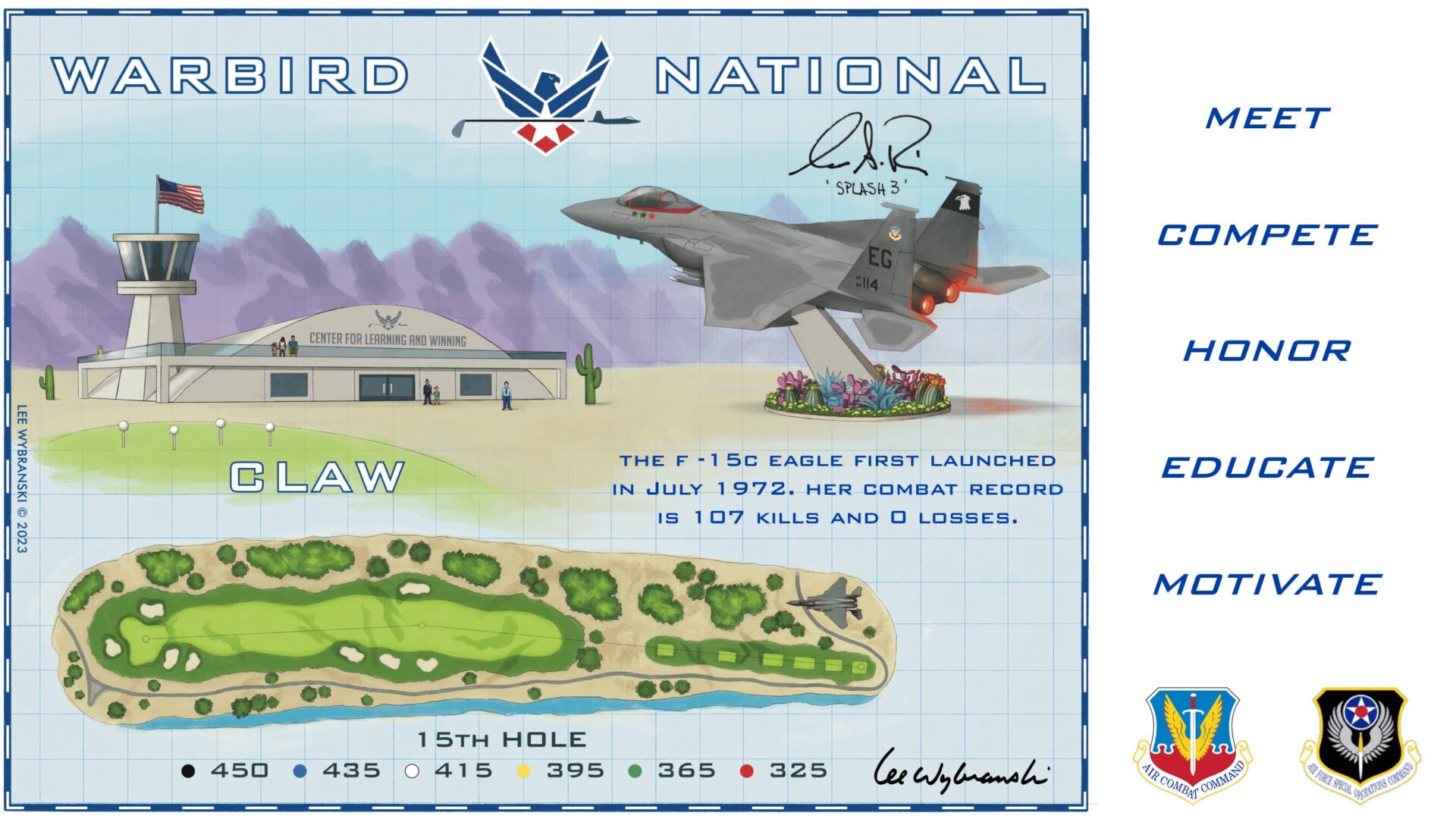 A drawing of an airplane and the name " thunderbird national."