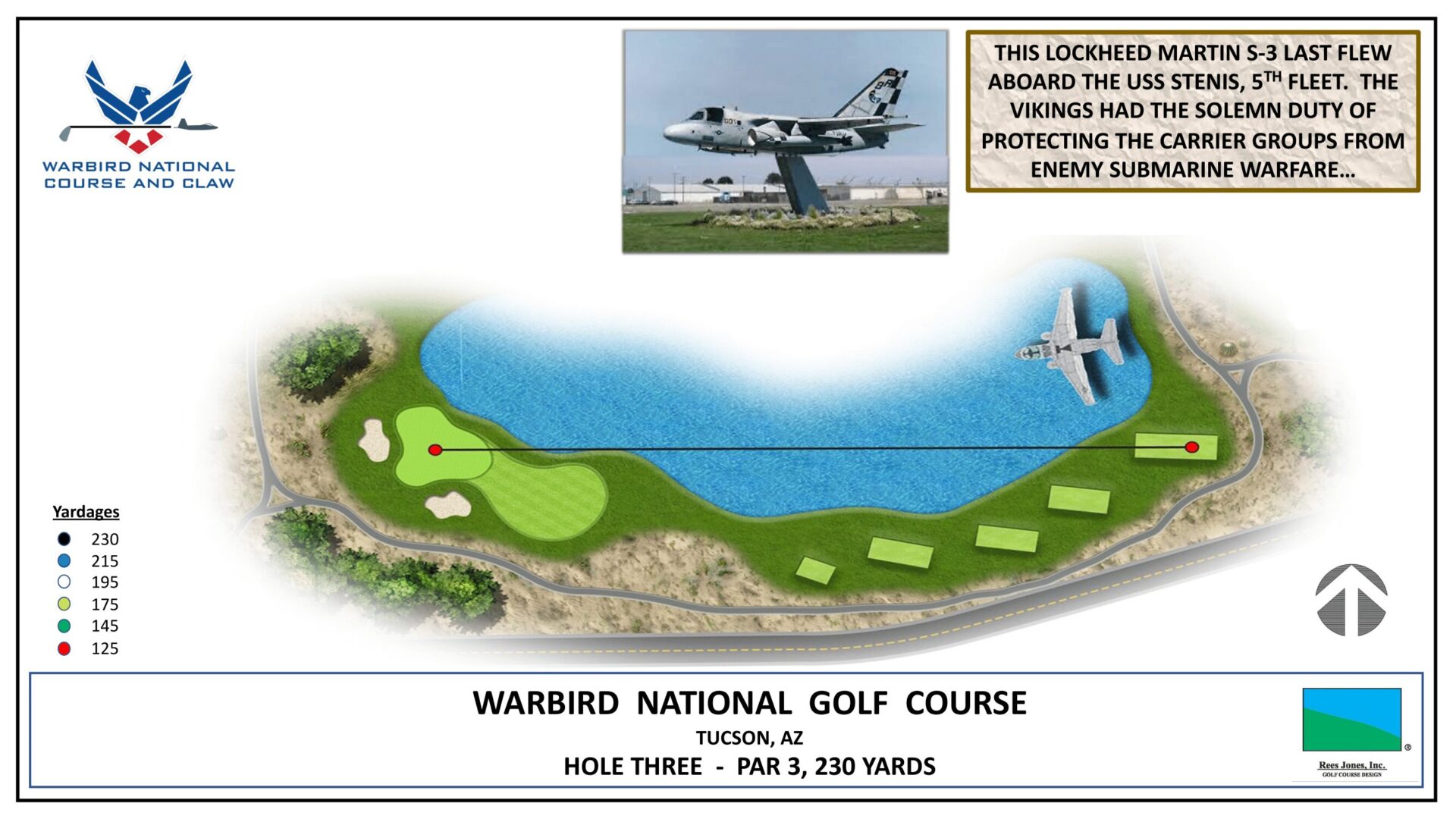 A drawing of the golf course layout for warbird national.