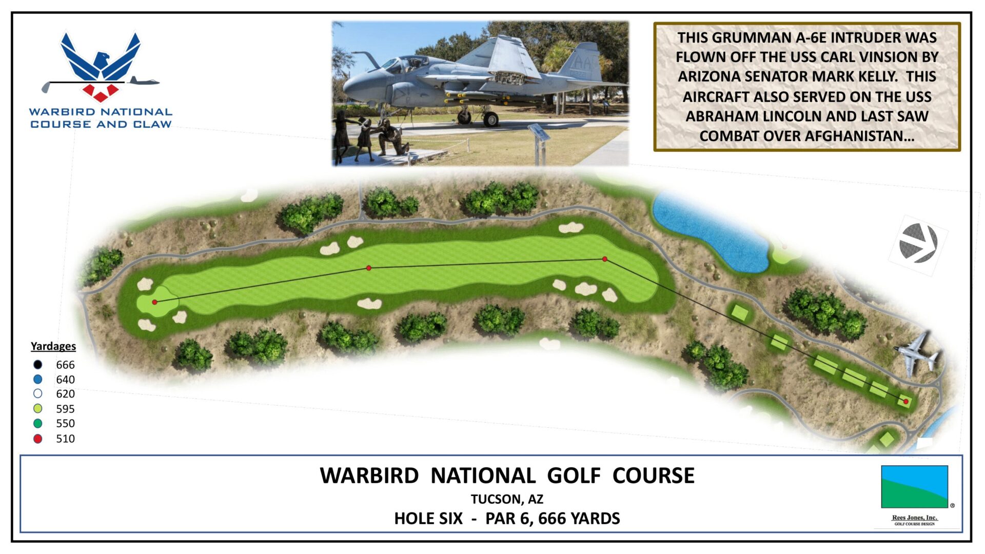 A map of the golf course with a hole in it.