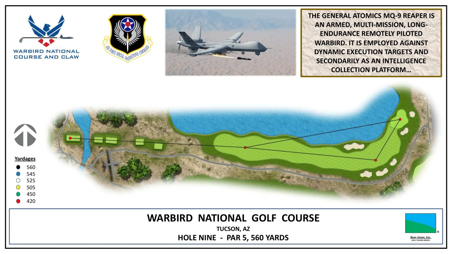 A drawing of the golf course and the air force.