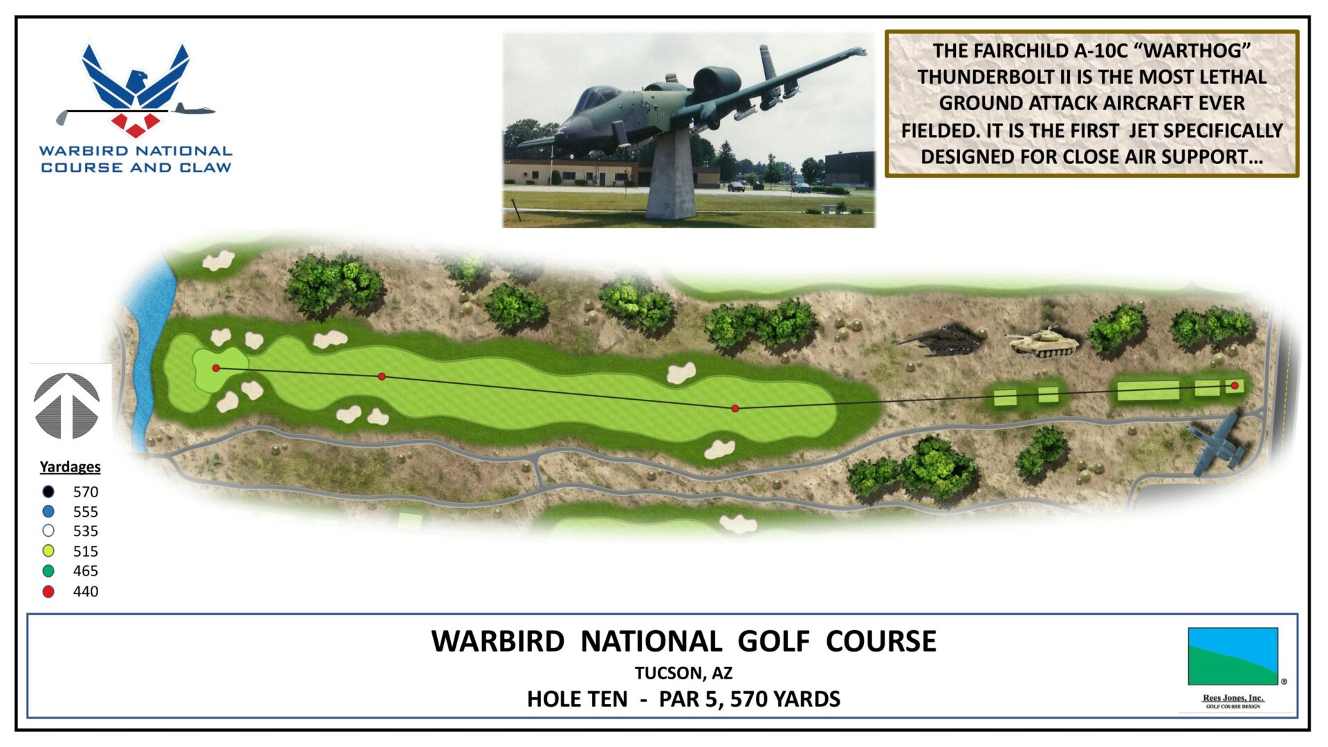 A golf course map of the hole ten.