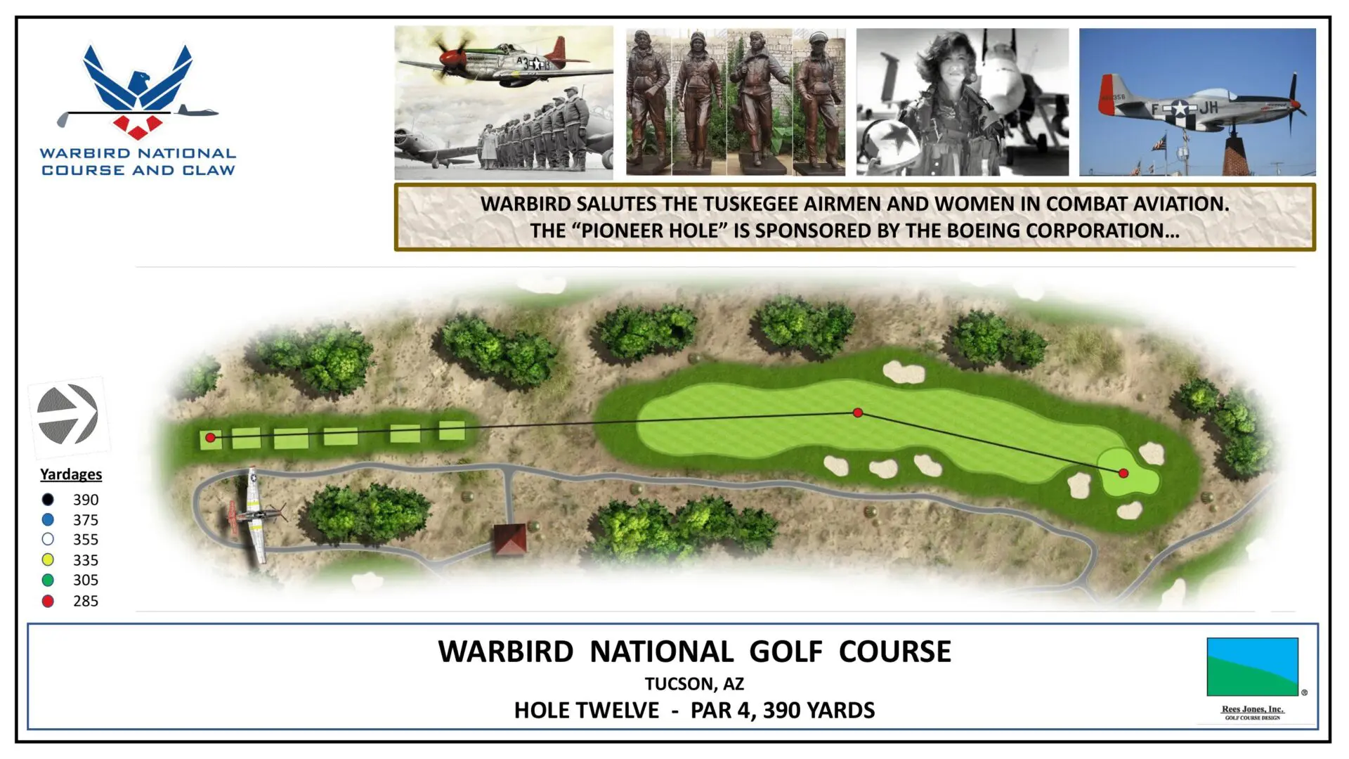 A drawing of the course for warbird national golf course.