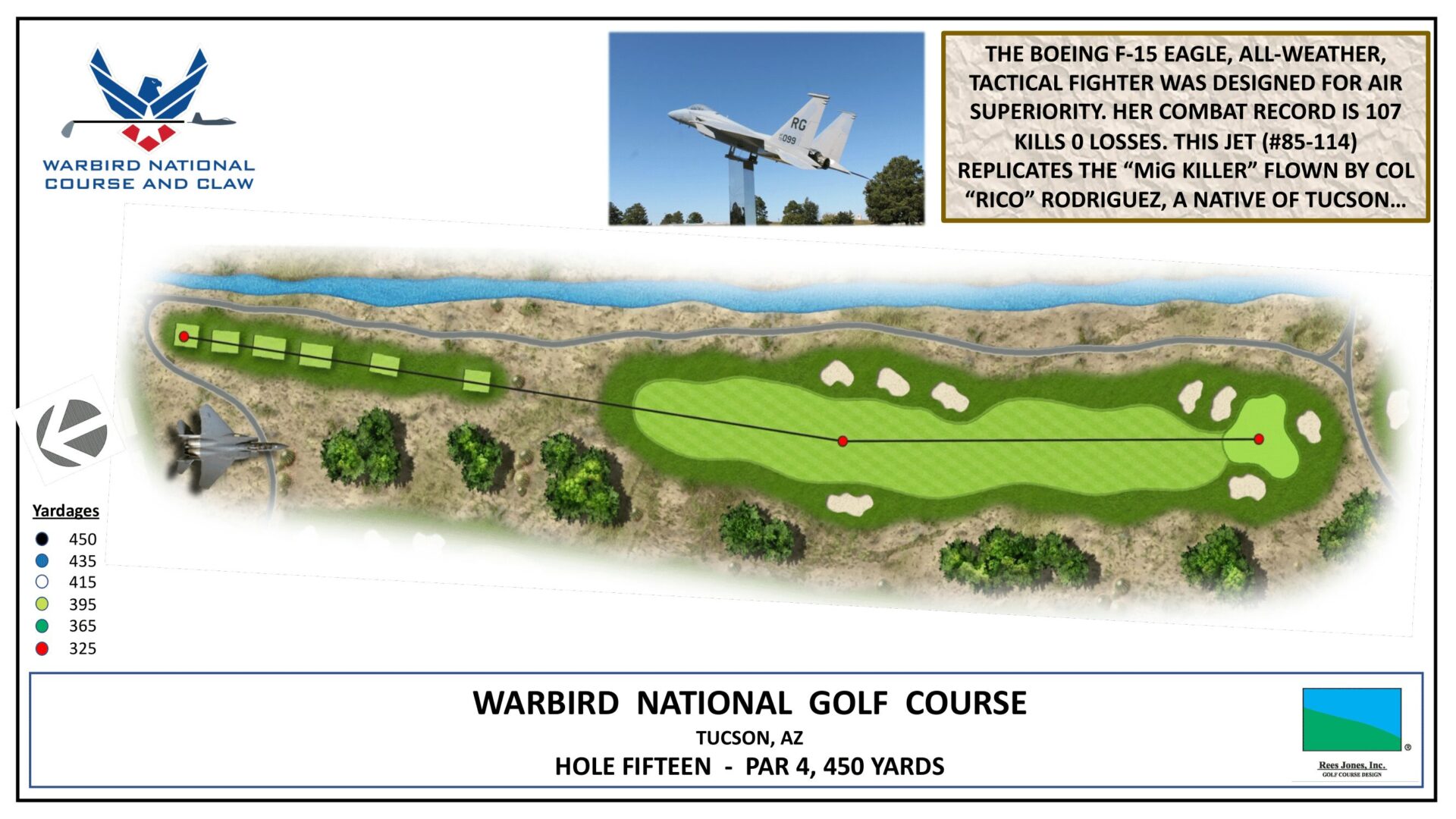 A drawing of the course for the warbird golf course.