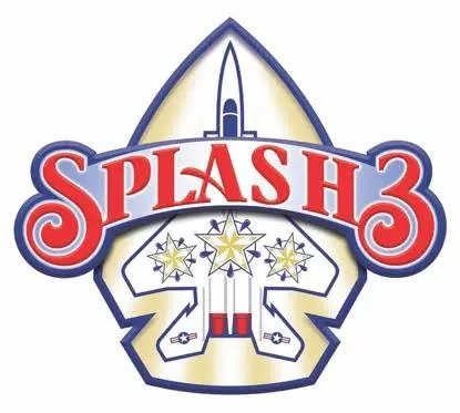 A logo of the splash 3 rocket ship.